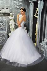Lovely Princess Sweetheart Crystals White Wedding Dresses For Bride