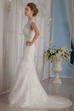 Elegant Trumpet V-Neck Mermaid Wedding Dress With Lace Emberllish