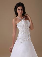 Strapless Embroidery Chapel Train White Wedding Dresses Wholesale