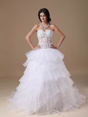 Popular Transparent Appliqued Bodice Layers Hot Selling Bridal Dress