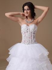 Popular Transparent Appliqued Bodice Layers Hot Selling Bridal Dress