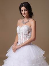 Popular Transparent Appliqued Bodice Layers Hot Selling Bridal Dress