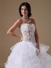 Popular Transparent Appliqued Bodice Layers Hot Selling Bridal Dress