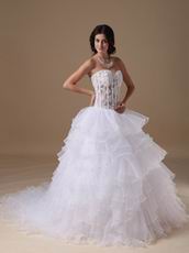 Popular Transparent Appliqued Bodice Layers Hot Selling Bridal Dress