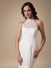 Slime High Neckline Mermaid Woman In Lace Wedding Dress Petite