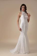 Slime High Neckline Mermaid Woman In Lace Wedding Dress Petite