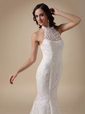 Slime High Neckline Mermaid Woman In Lace Wedding Dress Petite