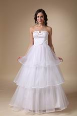 Strapless Organza Cascade Floor Length Wedding Dress For Woman