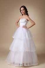 Strapless Organza Cascade Floor Length Wedding Dress For Woman