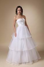 Strapless Organza Cascade Floor Length Wedding Dress For Woman