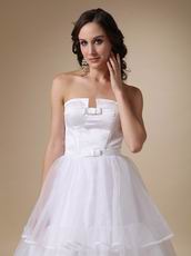 Strapless Organza Cascade Floor Length Wedding Dress For Woman