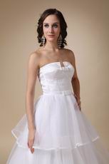 Strapless Organza Cascade Floor Length Wedding Dress For Woman