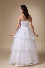 Strapless Organza Cascade Floor Length Wedding Dress For Woman