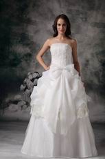 Romantic A-line Floor-length Wedding Dress With Bowknot