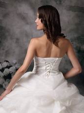 Strapless Royal Household Puffy Bridal Gown With Lace Applique