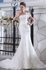 Appliqued Empire Trumpet Ivory Wedding Bridal Dress With Jacket