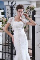 Appliqued Empire Trumpet Ivory Wedding Bridal Dress With Jacket