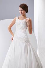 Beautiful Square Neck Applique Corset Chapel Puffy Bridal Dress