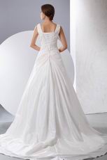 Beautiful Square Neck Applique Corset Chapel Puffy Bridal Dress