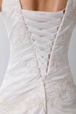 Beautiful Square Neck Applique Corset Chapel Puffy Bridal Dress