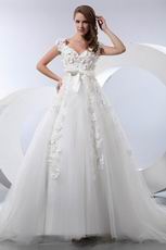 Cheap Flowers Bowknot Design Puffy Wedding Dresses For You