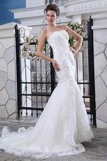 Inexpensive Appliqued Empire Mermaid Fishtail Bridal Dress