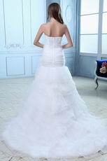 Beautiful Strapless Empire Flowers Ruffle Layers Mermaid Wedding Dress