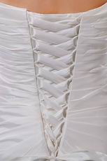 Simple One Shoulder Appliqued Puffy Ivory Taffeta Bridal Dress
