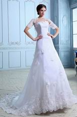 Beautiful Appliqued Bottom Chapel Bridal Dress With Appliqued Jacket