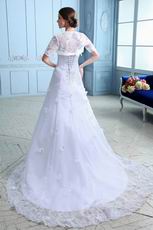 Beautiful Appliqued Bottom Chapel Bridal Dress With Appliqued Jacket