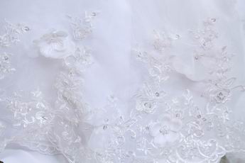 Beautiful Appliqued Bottom Chapel Bridal Dress With Appliqued Jacket