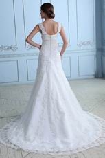 Wide Straps Square Neck Mermaid Destination Wedding Dress Cheap