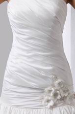 Strapless Flowers Layers Puffy Skirt Chapel Ivory Wedding Dress