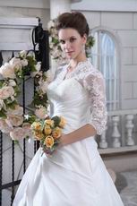 Modest Appliqued 3/4 Sleeves Upper Part Dropped Bridal Gown