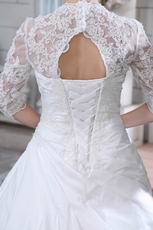 Modest Appliqued 3/4 Sleeves Upper Part Dropped Bridal Gown