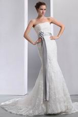 Fit And Flare Silver Belt Trumpet Fishtail Wedding Dress For Bride