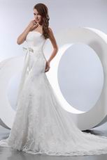 Affordable Strapless Dropped Trumpet Chapel Church Wedding Dress