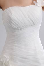 Beautiful One Shoulder Flowers Destination Chapel Wedding Dress