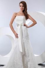 Affordable Strapless Dropped Trumpet Chapel Church Wedding Dress