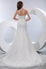 Affordable Strapless Dropped Trumpet Chapel Church Wedding Dress