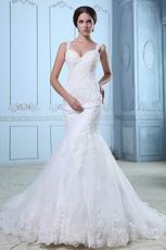 Best Seller Straps Trumpet Fishtail Bridal Dress With Applique