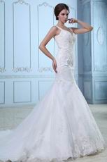 Best Seller Straps Trumpet Fishtail Bridal Dress With Applique