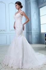 Best Seller Straps Trumpet Fishtail Bridal Dress With Applique