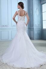 Best Seller Straps Trumpet Fishtail Bridal Dress With Applique