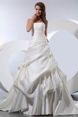 Cheap Sweetheart Ruched Bubble Puffy Chapel Bridal Dress