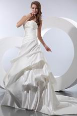 Cheap Sweetheart Ruched Bubble Puffy Chapel Bridal Dress