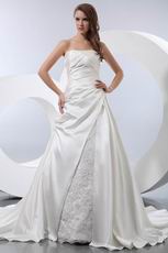 A-line Long Skirt With Button Ivory Church Wedding Gown