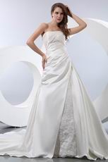 A-line Long Skirt With Button Ivory Church Wedding Gown