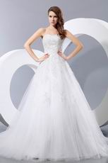 Discount Handmade Sweetheart Appliques Net Western Wedding Dress