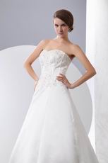 Simple Sweetheart Chapel Train Appliqued Wedding Dress Gowns